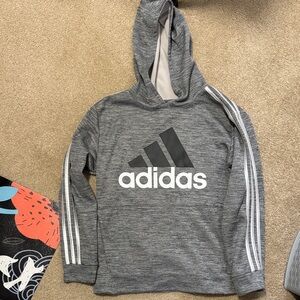 Adidas Kids Gray Hoodie with White Stripes
